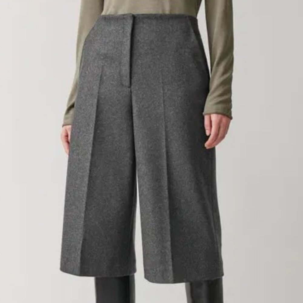 COS Gray Wool-Blend Culotte Shorts
